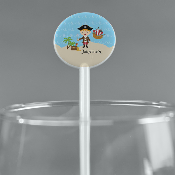 Pirate Scene White Plastic 5.5" Stir Stick - Round - Main