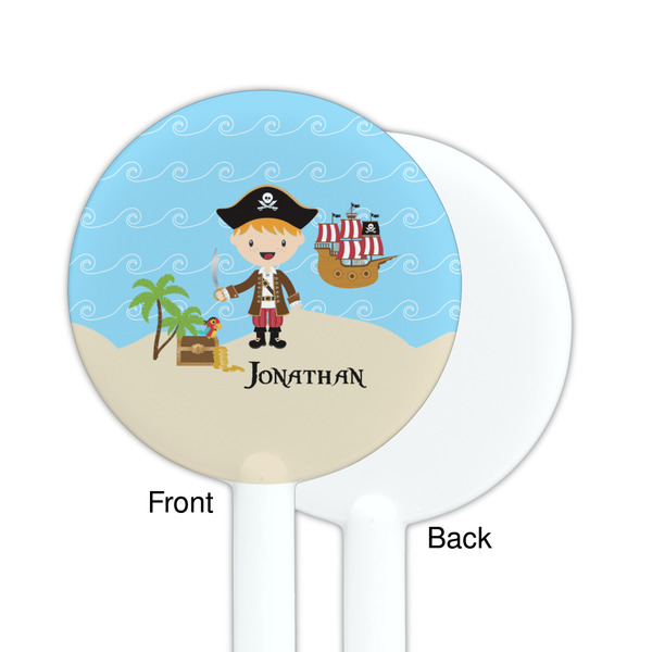 Pirate Scene White Plastic 5.5" Stir Stick - Single Sided - Round - Front & Back