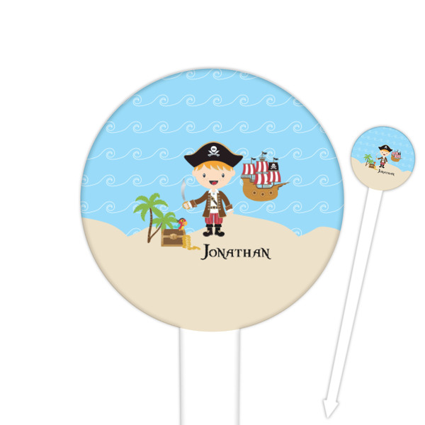 Custom Pirate Scene Round Plastic Food Picks (Personalized)