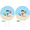 Pirate Scene White Plastic 6" Food Pick - Round - Double Sided - Front & Back
