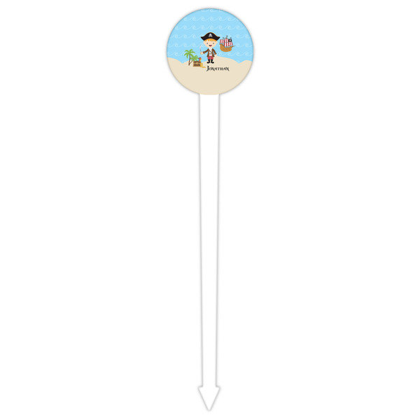 Pirate Scene White Plastic 6" Food Pick - Round - Single Pick