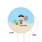 Pirate Scene White Plastic 6" Food Pick - Round - Single Sided - Front & Back