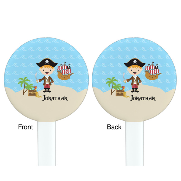 Pirate Scene White Plastic 7" Stir Stick - Double Sided - Round - Front & Back