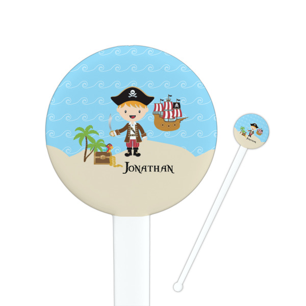 Custom Pirate Scene Round Plastic Stir Sticks (Personalized)