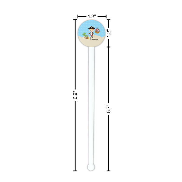 Pirate Scene White Plastic 7" Stir Stick - Round - Dimensions