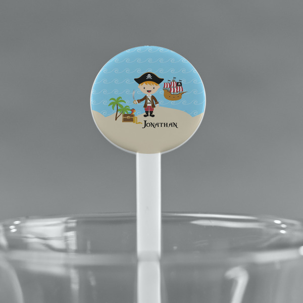 Pirate Scene White Plastic 7" Stir Stick - Round - Main