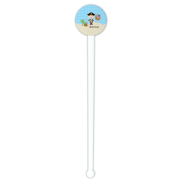 Pirate Scene White Plastic 7" Stir Stick - Round - Single Stick