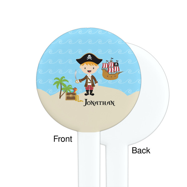 Pirate Scene White Plastic 7" Stir Stick - Single Sided - Round - Front & Back