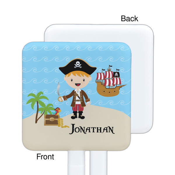 Pirate Scene White Plastic Stir Stick - Single Sided - Square - Approval