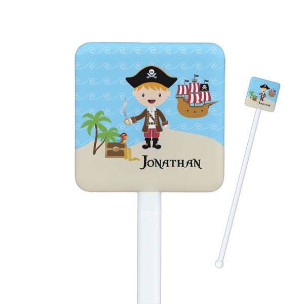 Custom Pirate Scene Square Plastic Stir Sticks (Personalized)