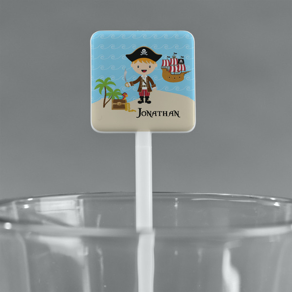 Pirate Scene White Plastic Stir Stick - Square - Main