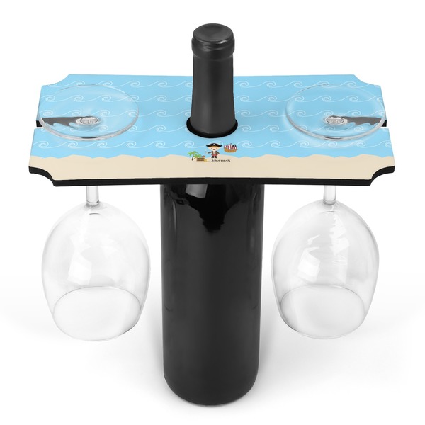 Custom Pirate Scene Wine Bottle & Glass Holder (Personalized)