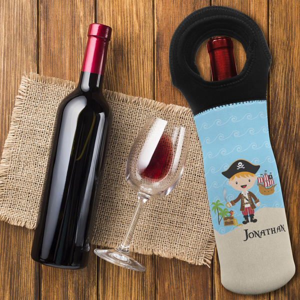 Pirate Scene Wine Tote Bag - FLATLAY