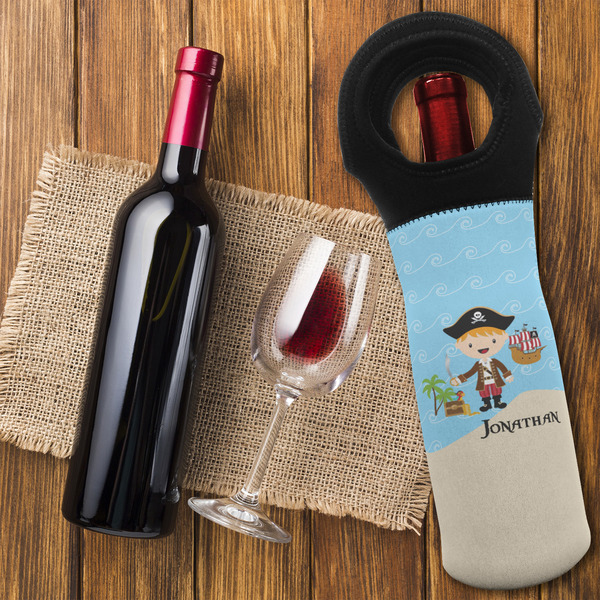 Pirate Scene Wine Tote Bag - FLATLAY