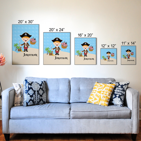 Pirate Scene Wood Prints - Size Comparison