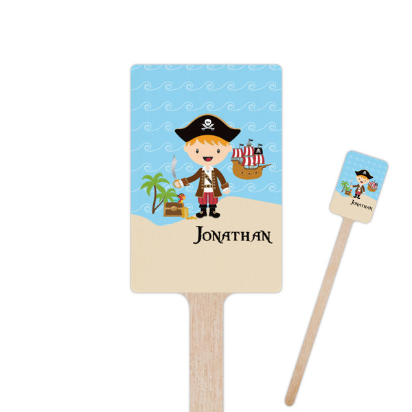 Custom Pirate Scene 6.25" Rectangle Wooden Stir Sticks - Single Sided (Personalized)