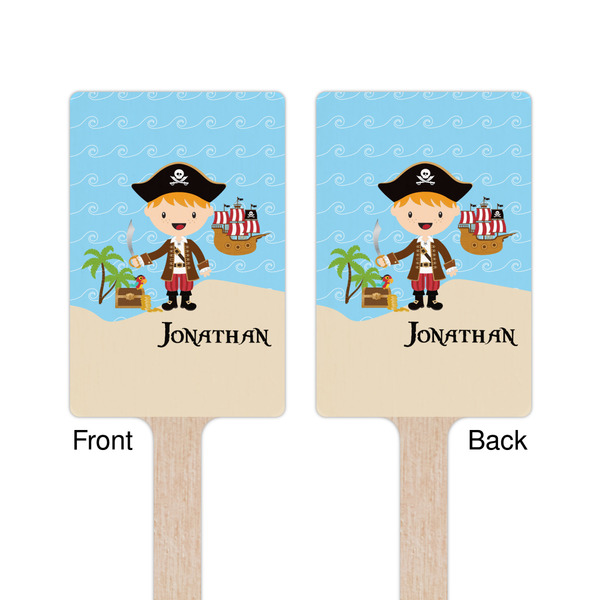 Pirate Scene Wooden 6.25" Stir Stick - Rectangular - Double Sided - Front & Back