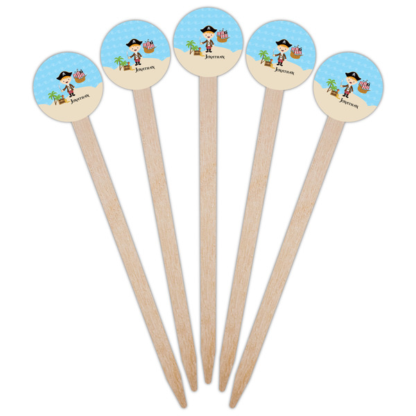 Pirate Scene Wooden 6" Food Pick - Round - Fan View