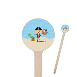 Pirate Scene 6" Round Wooden Stir Sticks - Double Sided (Personalized)
