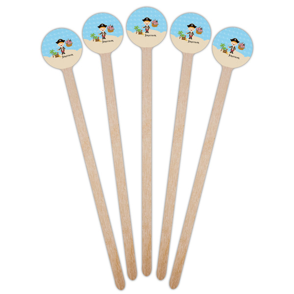 Pirate Scene Wooden 6" Stir Stick - Round - Fan View