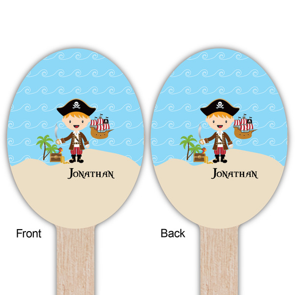 Pirate Scene Wooden Food Pick - Oval - Double Sided - Front & Back