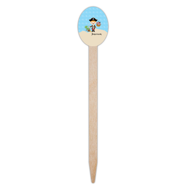 Pirate Scene Wooden Food Pick - Oval - Single Pick