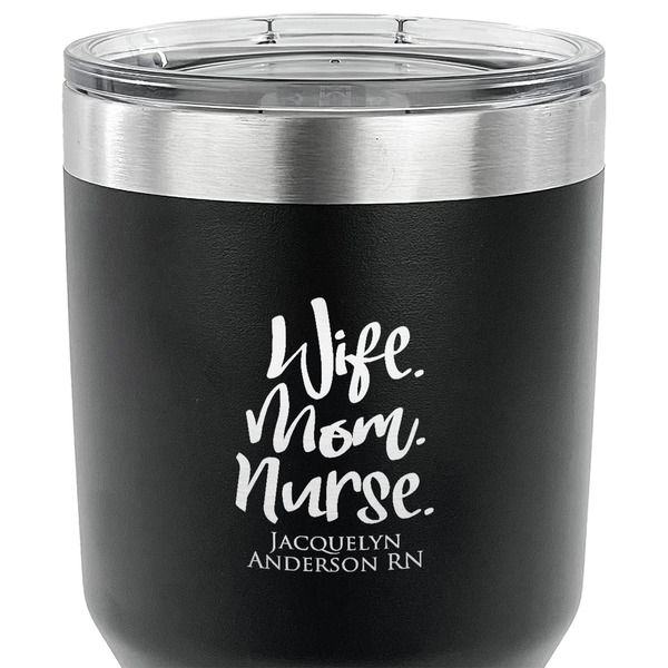 Nursing Quotes 30 oz Stainless Steel Ringneck Tumbler - Black - CLOSE UP