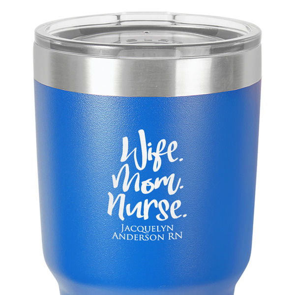 Nursing Quotes 30 oz Stainless Steel Ringneck Tumbler - Blue - Close Up