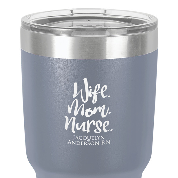 Nursing Quotes 30 oz Stainless Steel Ringneck Tumbler - Grey - Close Up