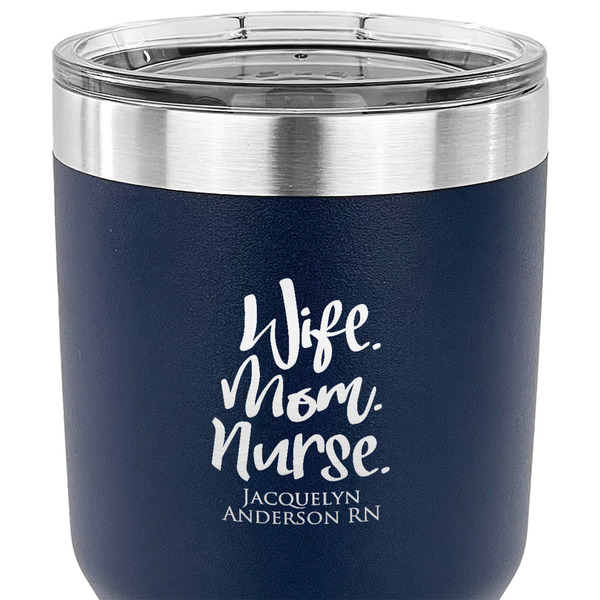 Nursing Quotes 30 oz Stainless Steel Ringneck Tumbler - Navy - CLOSE UP
