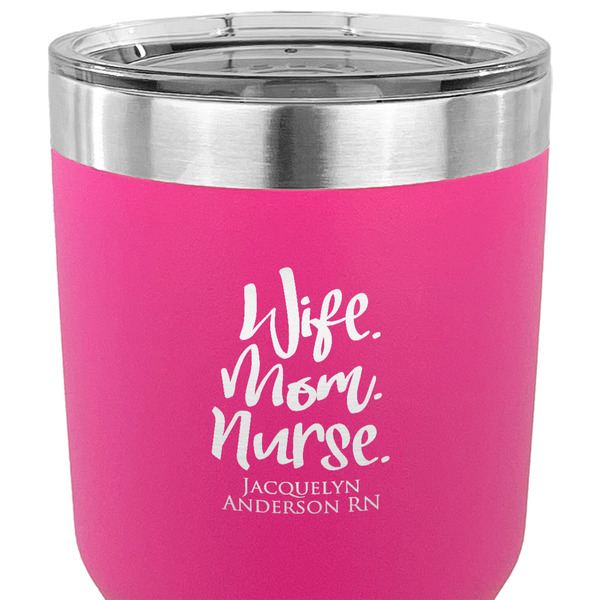 Nursing Quotes 30 oz Stainless Steel Ringneck Tumbler - Pink - CLOSE UP