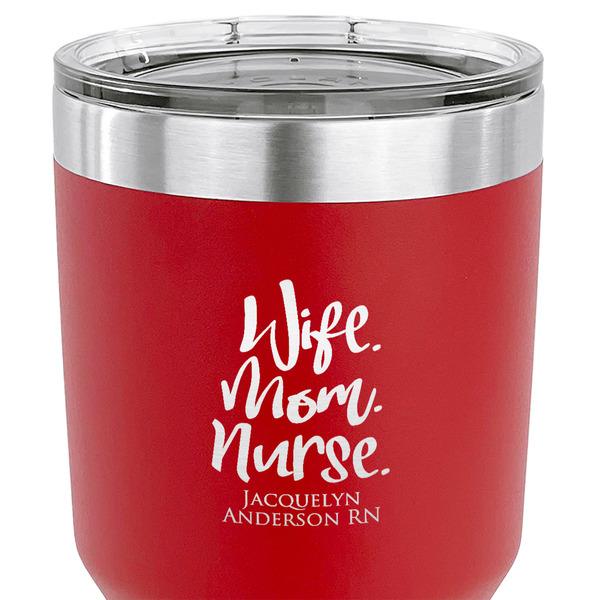 Nursing Quotes 30 oz Stainless Steel Ringneck Tumbler - Red - CLOSE UP