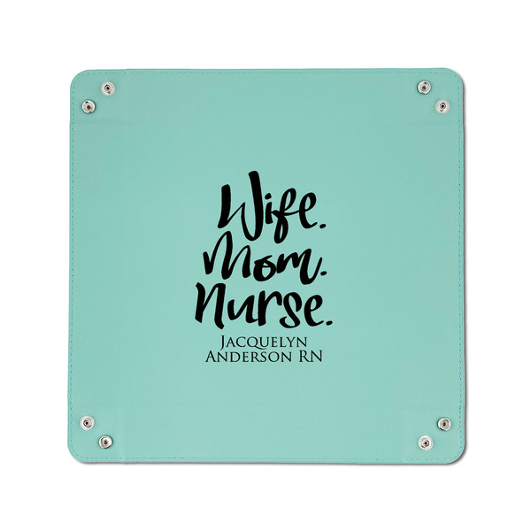 Nursing Quotes 6" x 6" Teal Leatherette Snap Up Tray - APPROVAL
