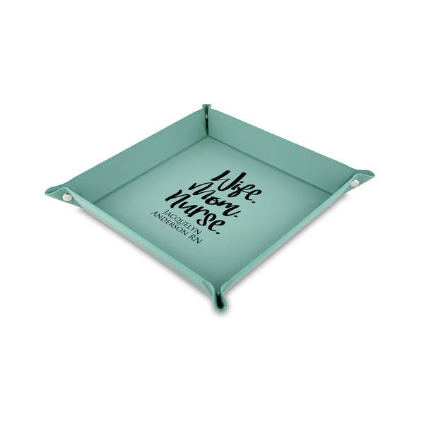 Custom Nursing Quotes 6" x 6" Teal Faux Leather Valet Tray (Personalized)