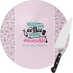 Nursing Quotes Round Glass Cutting Board - Small (Personalized)