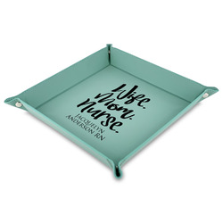 Nursing Quotes 9" x 9" Teal Faux Leather Valet Tray (Personalized)