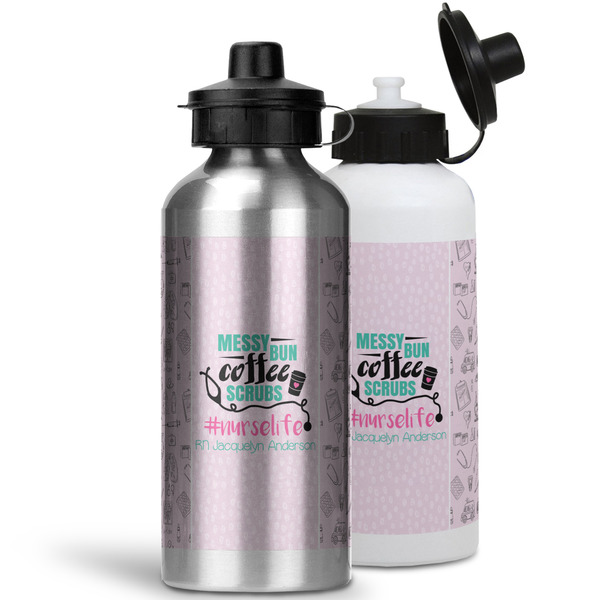 Nursing Quotes Aluminum Water Bottles - MAIN (white &silver)