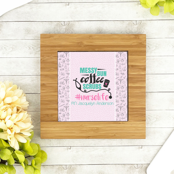 Nursing Quotes Bamboo Trivet with 6" Tile - LIFESTYLE
