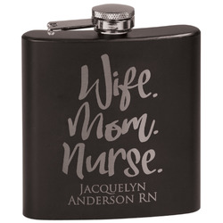 Nursing Quotes Black Flask Set (Personalized)