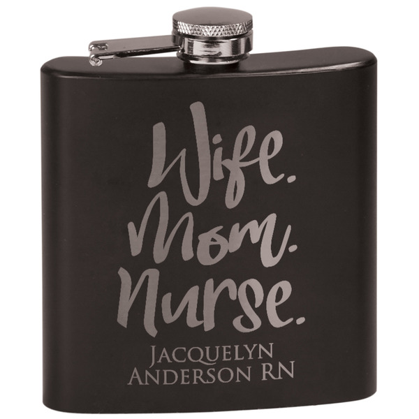 Custom Nursing Quotes Black Flask Set (Personalized)