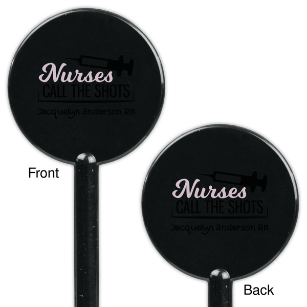 Nursing Quotes Black Plastic 5.5" Stir Stick - Double Sided - Round - Front & Back