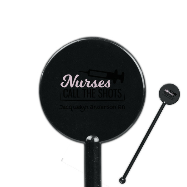 Custom Nursing Quotes 5.5" Round Plastic Stir Sticks - Black - Single Sided (Personalized)
