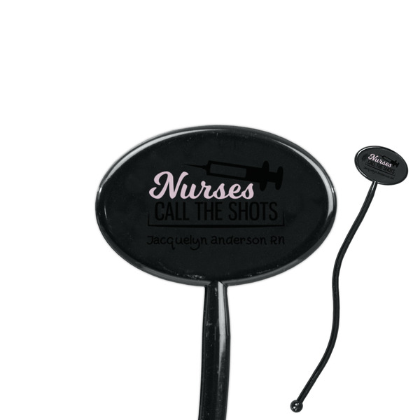 Custom Nursing Quotes 7" Oval Plastic Stir Sticks - Black - Single Sided (Personalized)