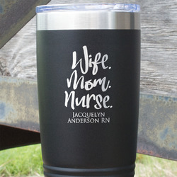Nursing Quotes 20 oz Stainless Steel Tumbler - Black - Double Sided (Personalized)