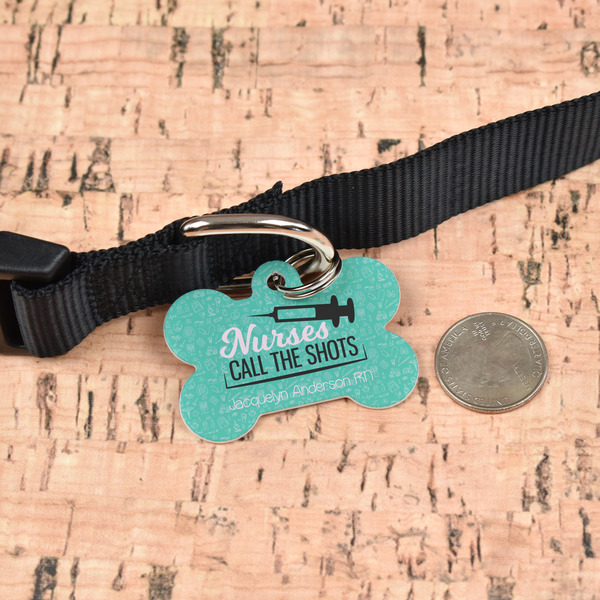 Nursing Quotes Bone Shaped Dog ID Tag - Large - In Context