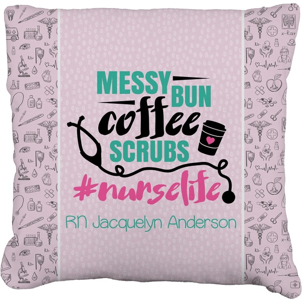 Custom Nursing Quotes Faux-Linen Throw Pillow 18" (Personalized)