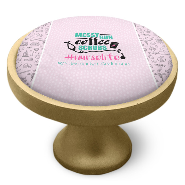 Nursing Quotes Cabinet Knob - Gold - Side
