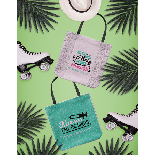 Nursing Quotes Canvas Tote Lifestyle Front and Back- 13x13
