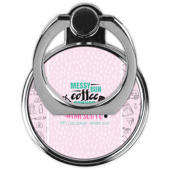Nursing Quotes Cell Phone Ring Stand & Holder - Front (Collapsed)