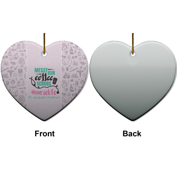 Nursing Quotes Ceramic Flat Ornament - Heart Front & Back (APPROVAL)